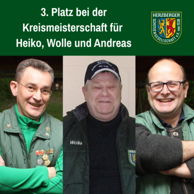 Die Herzberger LG-Auflage-Mannschaft mit Heiko, Wolle und Andreas wird Dritter bei der Kreismeisterschaft
