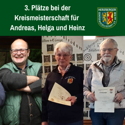 Die Herzberger LG-Einzelschützen Andreas, Helga und Heinz werden Dritte bei der Kreismeisterschaft