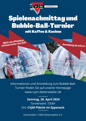 Foto zur Meldung: Anmeldungen zum Bubble-Ball-Turnier ab sofort möglich!