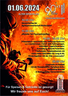 Foto zur Meldung: 90+1 Jahre Feuerwehr Rückersdorf + 25 Jahre Jugendfeuerwehr - Das Fest am 01.06.2024