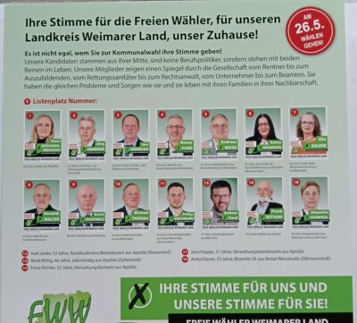 Kandidaten Freie Wähler Weimarer Land e.V. - Kreistag