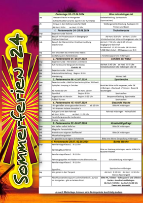 Meldung: Achtung anschnallen!! Der Sommerferienplan ist da!!