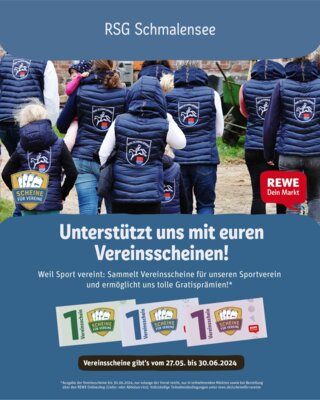 Foto zur Meldung: Nicht vergessen: Vereinsscheine von REWE für die RSG Schmalensee sichern