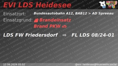 Einsatz 37/2024 | PKW-Brand  Einsatzabbruch | BAB 12 AS Storkow - AS Friedersdorf (Bild vergrößern)