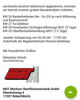 Foto zu Meldung: Sanierungsarbeiten Neukalen-Salem