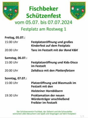 Schützenfest vom  5. bis 7. Juli 2024 (Bild vergrößern)