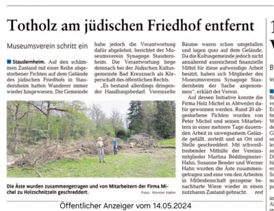 Aufräumarbeiten auf dem Jüdischen Friedhof Staudernheim