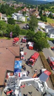 Blick vom Gelenkmast der FF Gelnhausen-Mitte