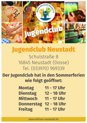 Foto zur Meldung: Öffnungszeiten des Jugendclubs Neustadt in den Ferien