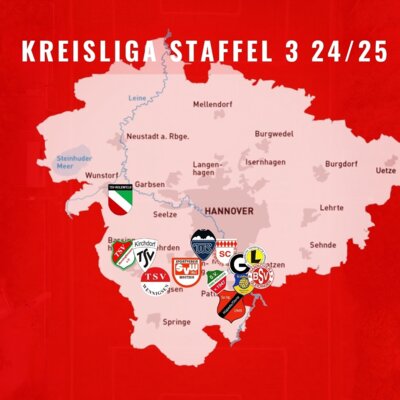Staffeleinteilung Kreisliga Staffel 3 Saison 24/25 (Bild vergrößern)
