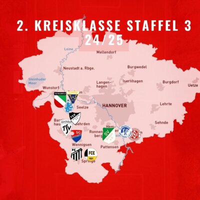 Staffeleinteilung 2. Kreisklasse Staffel 3 Saison 24/25 (Bild vergrößern)