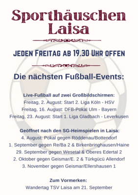 Link zu: Events im Sporthäuschen Laisa