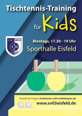 Tischtennis-Kindertrainingszeit in der Sommerzeit