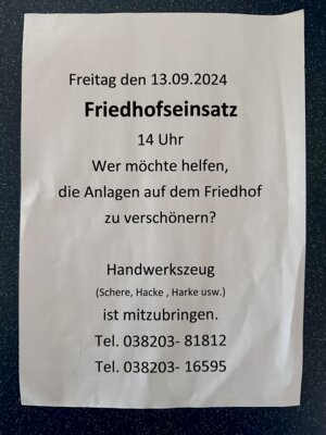Arbeitseinsatz auf dem Friedhof