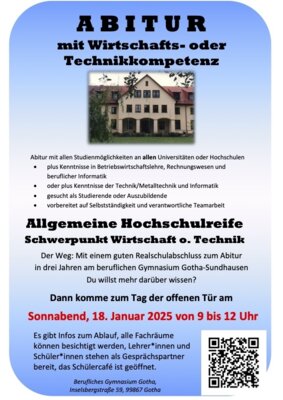 Tag der offenen Tür am beruflichen Gymnasium Gotha-Sundhausen 18.01.2025 (Bild vergrößern)