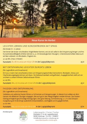 Neue Kurse ab Oktober
