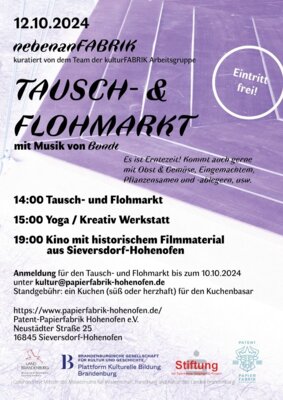 Foto zur Meldung: Tausch- und Flohmarkt 12.10.2024 nebenanFABRIK
