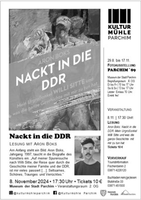 Lesung mit Aron Boks: "Nackt in die DDR" am 8. November 2024 (Bild vergrößern)