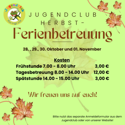 Ferienbetreuung im Jugendclub