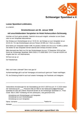 Foto zur Meldung: Einladung Grünkohlessen und Verspielen