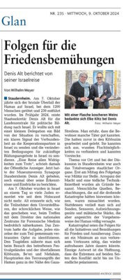 Presseartikel und Fotos zur Veranstaltung am 29.09.2024 mit Denis Alt zur aktuellen Situation in Israel