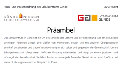Neue Haus- und Pausenordnung für das Schulzentrum Glinde (Bild vergrößern)