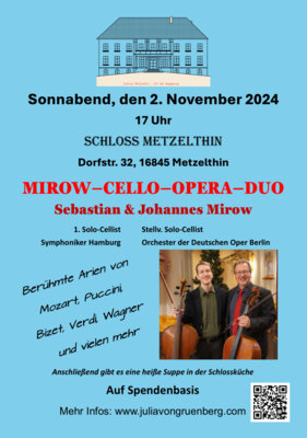 Foto zur Meldung: Cellokonzert im Schloss Metzelthin