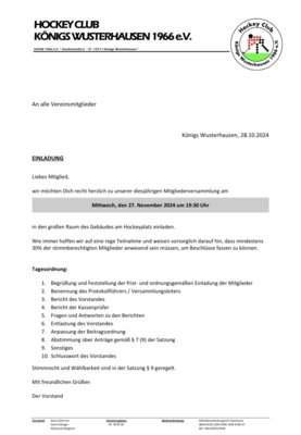 Einladung zur Mitgliederversammlung