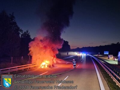 Meldung: Einsatz 102/2024 | PKW in Vollbrand | BAB 12 AS Friedersdorf - AS Storkow km 10,5