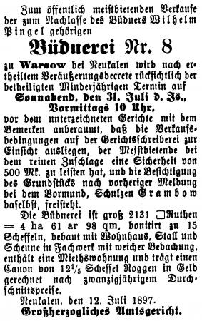 Annonce vom 12.7.1897