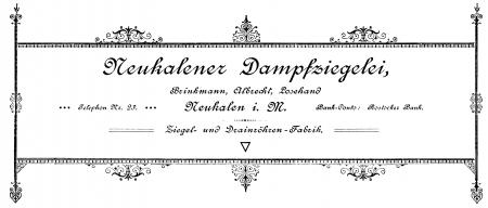 Neukalener Dampfziegelei, Briefkopf 1912