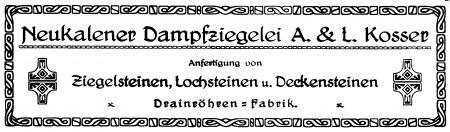 Neukalener Dampfziegelei, Briefkopf 1921