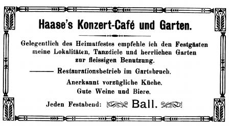 Annonce in der Festzeitung zum Heimatfest 1926