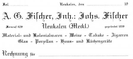 Briefkopf des Kaufmanns Fischer, um 1900