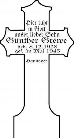 Grabstein auf dem Schorrentiner Friedhof für den im Warsower Wald gefallenen Wehrmachtssoldaten Günther Grewe