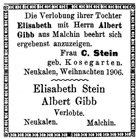 Verlobungsanzeige Stein - Gibb