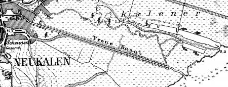 Der Peene - Kanal auf einer Karte von 1936