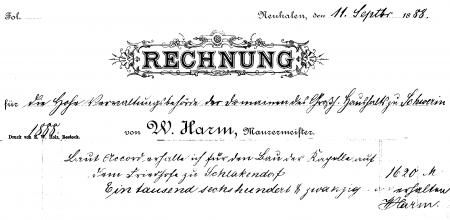Rechnung des Maurermeisters Wilhelm Harm