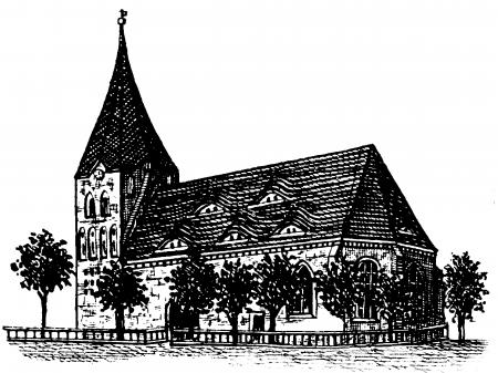 Zeichnung der Johanneskirche auf einer Ansichtskarte von 1897