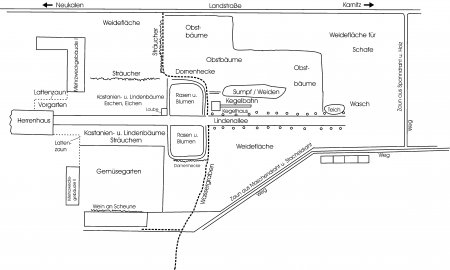 Parkanlage, Obstanlage, Gemüsegarten, Wein