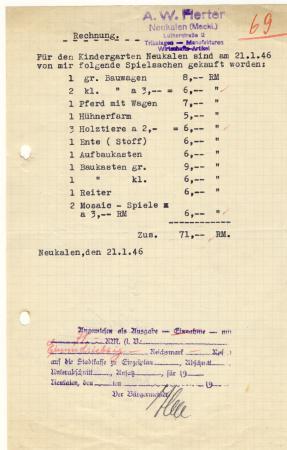 Rechnung vom 21.1.1946
