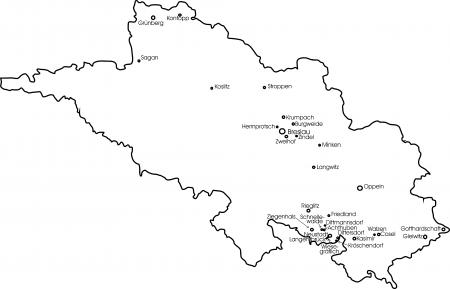 Auf der Karte von Schlesien sind nur die Orte eingetragen, aus denen Flüchtlinge und Vertriebene nach Neukalen kamen.