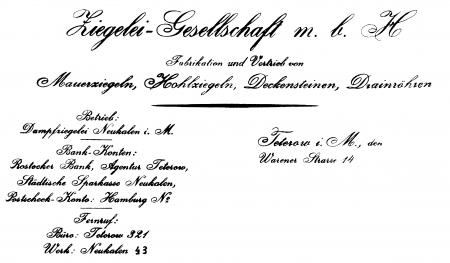 Briefkopf Ziegelei 1930