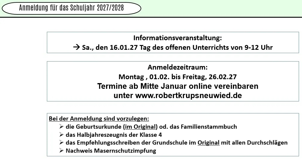 Anmeldezeiten