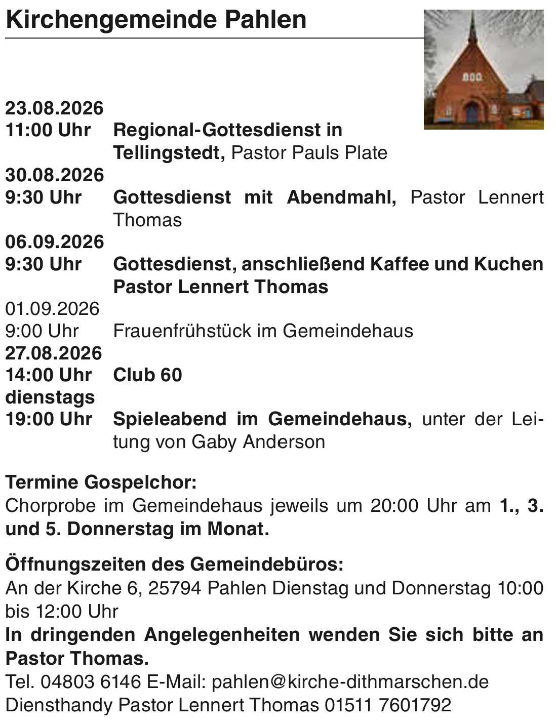 Kirchengemeinde Pahlen