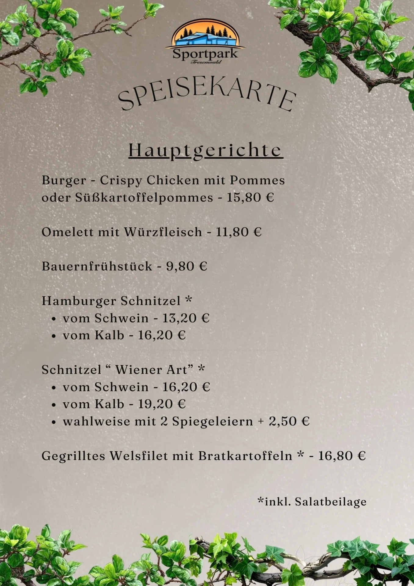 Speisekarte während Küchenumbau