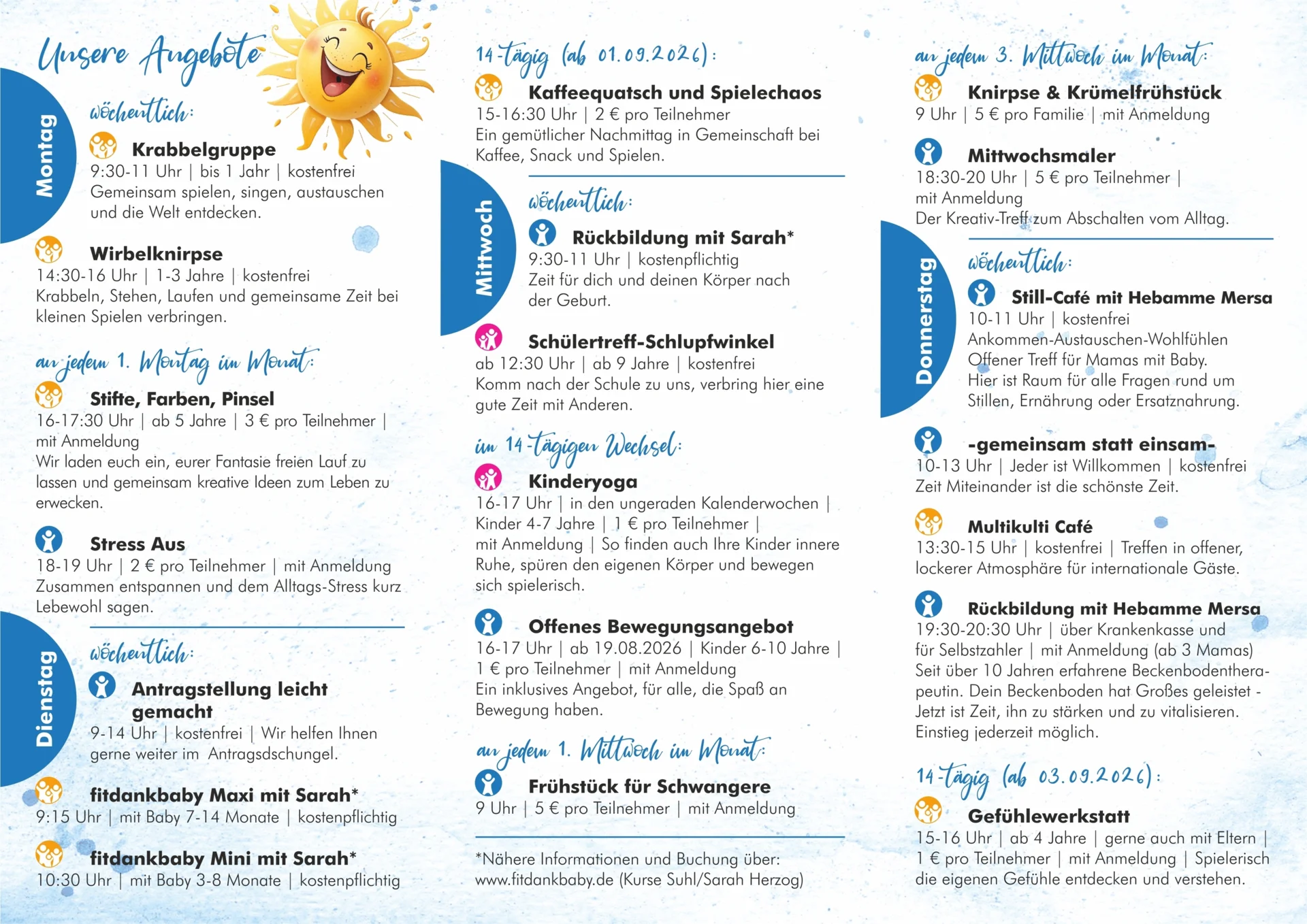 Angebote des FamilienZentrums ab 1. September 2026 - Alle Inhalte können Sie dem Text darunter entnehmen.