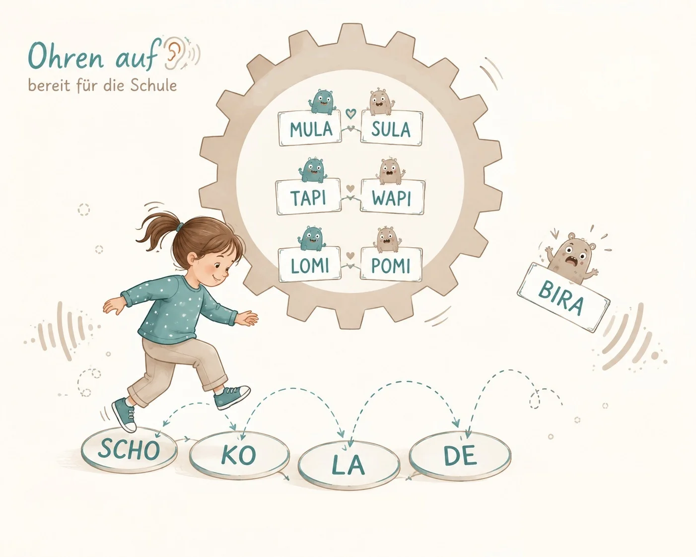 Ohren auf - Bereit für die Schule. Logo ist Eigentum der Stimm- & Sprachwerkstatt