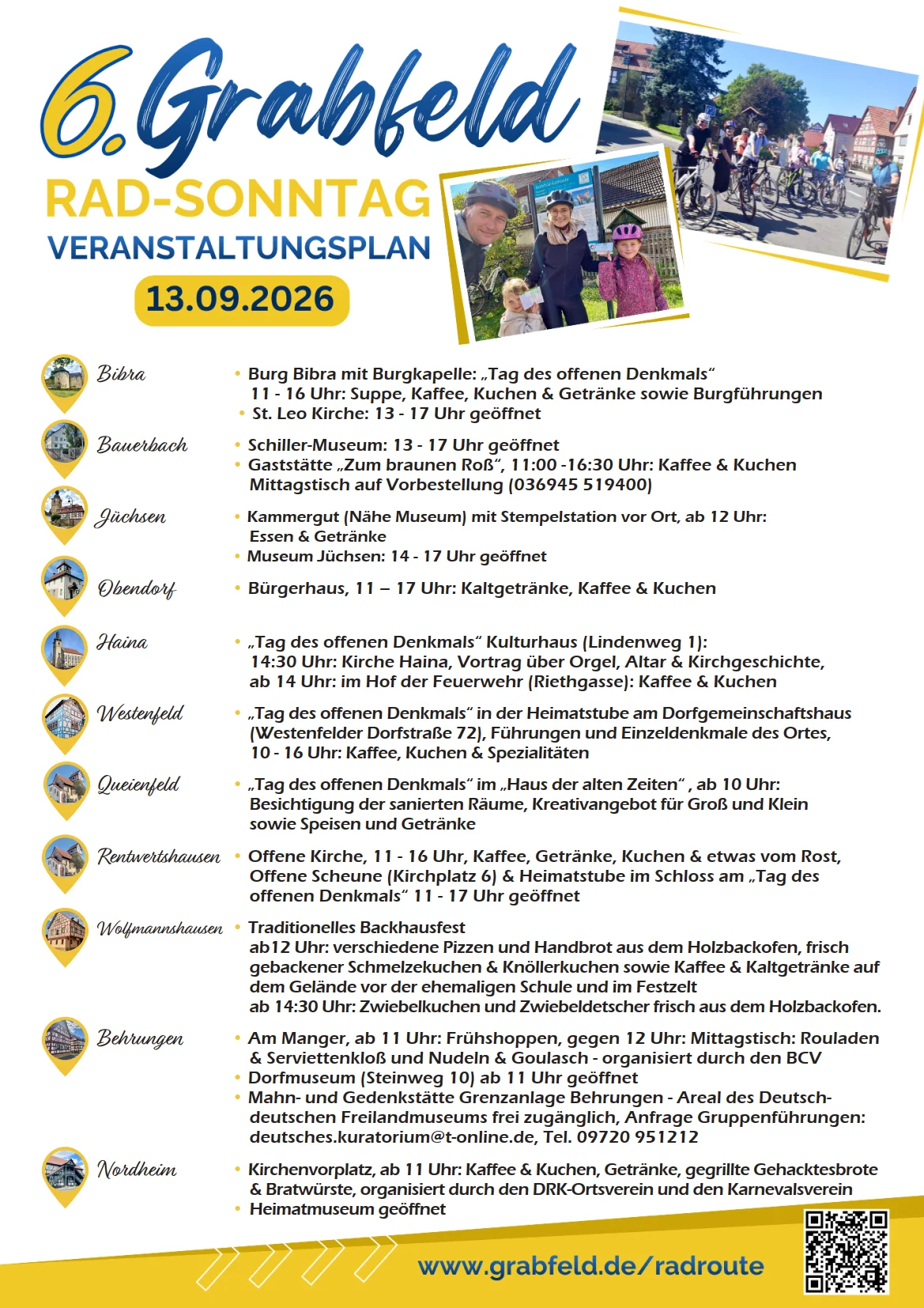 Veranstaltungsplan Grabfeld-Radsonntag - 13.09.2026