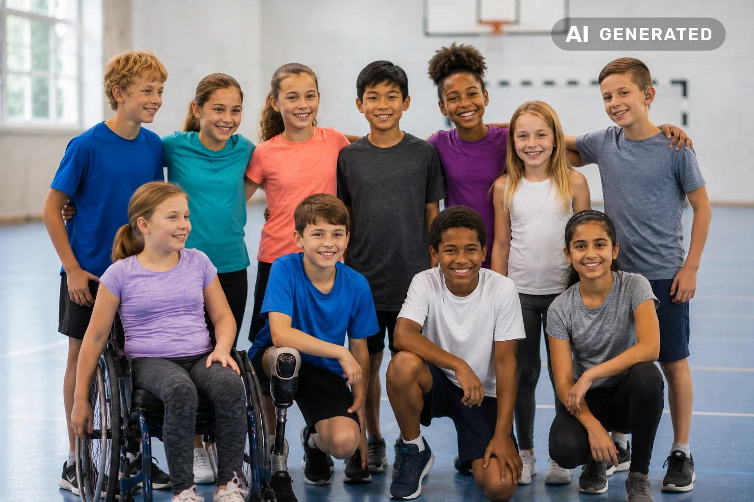 Ki generiertes Foto einer Kindergruppe im Sportverein
